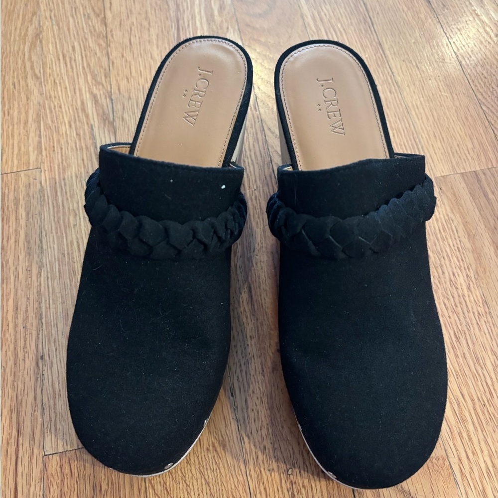 J. Crew Black Braided Suede Mules